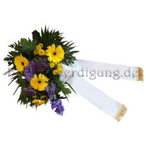 Blumen zur Beerdigung gelb-blau