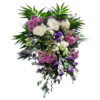 Blumen zur Beerdigung gebunden in Weiß Lila Rosa