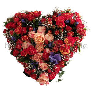Großes Blumenherz aus roten und rosafarbenen Rosen Ø 60cm