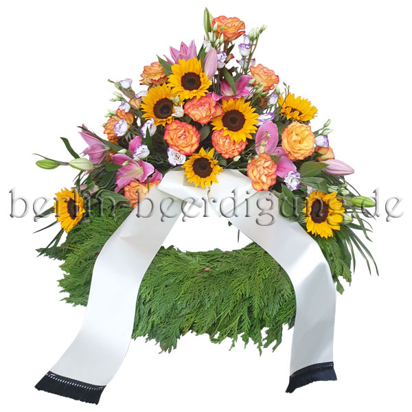 Großer Kranz zur Beerdigung mit Sonnenblumen inkl. Schleife