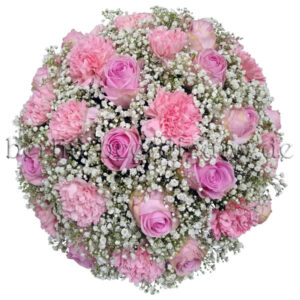 Blumengesteck als Kugel in Rosa Weiß mit Rosen | ∅ 33cm