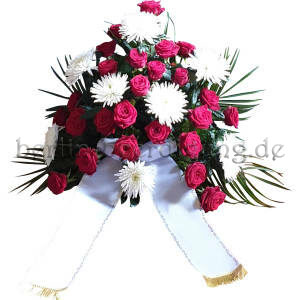 Zur Beerdigung Blumengesteck Rot Weiß